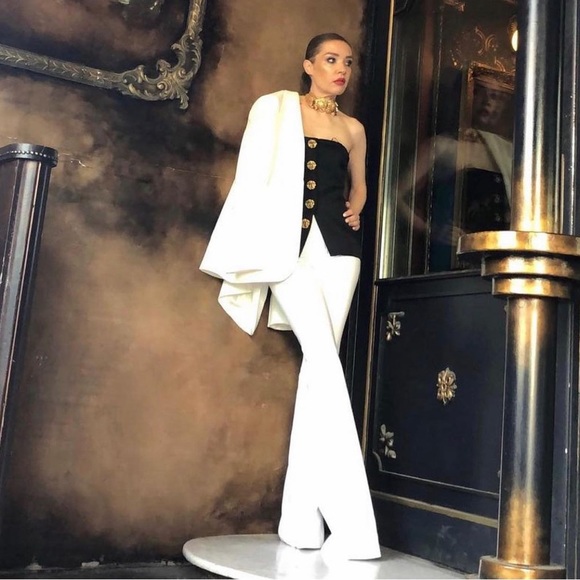 ZARA BUTTON BUSTIER BLACK GOLD TOP - Picture 6 of 10